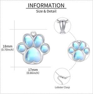 Collar de urna de pata para cenizas para mujer, recuerdo de cenizas de plata esterlina, regalo conmemorativo para madre, abuela, hermana, urna de tamaño personalizado - Product Image 5