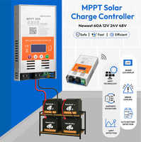 Contrôleur de charge solaire MPPT 60A V124, automatique 12V/24V/48V, entrée CC max 160V, compatible avec les batteries au plomb-acide et au lithium