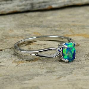 Anillo de ópalo de fuego triple, anillo de plata de ley 925, anillo de ópalo azul, anillo para mujer, anillo de aniversario - Product Image 2