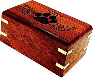 Wooden <b>Urn</b> -Engraved paw with Angel Wing-Pet <b>Urns</b> <b>for</b> <b>Dogs</b> <b>Ashes</b>-Decorative Wooden Pet <b>Urns</b> <b>for</b> <b>Ashes</b> Rosewood Cremation - Product Image 4