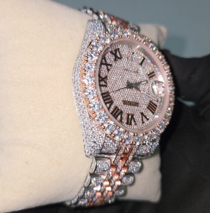 Reloj de Lujo RX de 41 mm con Cuarzo, Diamante Moissanite, Indicador de Fecha con Números Romanos, Correa de Acero Inoxidable, Estilo Hip Hop - Product Image 2