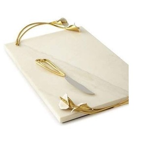 Lujo Premium único nuevo diseño gran oferta nueva llegada bandeja de servicio de mármol con mango de Metal para decoración de mesa uso de cocina - Product Image 1