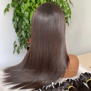 Perruque de cheveux humains vietnamiens bruts os droit couleur naturelle 5x5 fermeture à lacet suisse 100% extensions de cheveux vierges - Product Image 2
