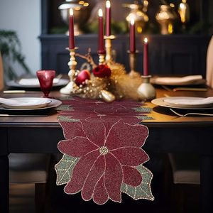 Christmas Decorative and Leaves Design <b>Beaded</b> Runner <b>Placemat</b> Dining Table Fancy Mat Handmade Decorative Runners for Wedding - Product Image 1