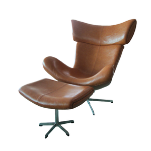 北欧现代豪华皮革伊莫拉休闲椅和奥斯曼客厅玻璃纤维天鹅绒旋转休闲办公扶手椅 - Product Image 2