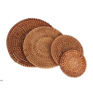 Plaque de rotin durable paille tissée plateau de service rond tapis de décoration écologique vente en gros vietnam meilleure qualité matériaux naturels c - Product Image 4