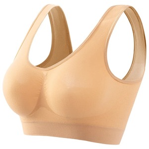 Sujetador deportivo OEM transpirable, a prueba de golpes, acolchado con elastano, push-up, para correr y yoga, espalda cruzada, negro liso, sin costuras, para mujer - Product Image 2