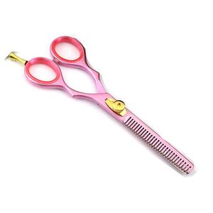 กรรไกรตัดผมสแตนเลสคมกริบสำหรับมืออาชีพและใช้ในบ้าน (สีชมพู) - Product Image 3