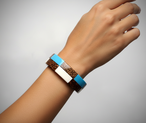 High Quality Resin Checkered <b>Bangle</b> Bracelet | Acrylic <b>Wood</b> Trendy Party Fashion Jewelry | Wholesale Custom Design - Product Image 5