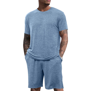Breathable Plus size latest design cotton <b>men</b> Shorts summer setSolid Color breathable Pure Quality summer <b>set</b> - Product Image 1