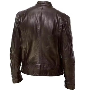 Chaqueta de Cuero para Hombre, Estilo Motero, Secado Rápido, Transpirable, Cuello Alto, Chaquetas de Cuero para Motocicleta, Venta al por Mayor, OEM - Product Image 3