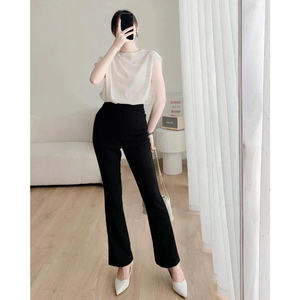 Pantalones Acampanados de Mujer, Pantalones Acampanados de Cintura Alta, Estilo Elegante Básico - Product Image 3