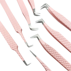 Pince à cils en acier inoxydable à 90 degrés avec logo personnalisé nouveau style de pince à épiler en fibre pour extension de cils - Product Image 4