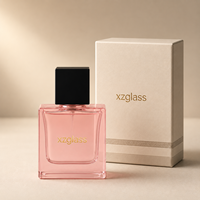 Flacon de parfum carré en verre, 50 ml, 100 ml, couleur personnalisée et logo imprimé à l'écran, avec boîte d'emballage de luxe, vente chaude