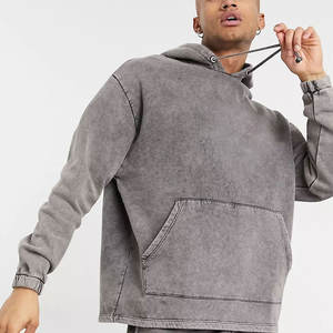 2024 nueva llegada Unisex hombres 100% algodón lavado ácido Sudadera con capucha conjunto de talla grande pulóver chándal 2 piezas diseño en blanco transpirable - Product Image 2