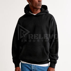 Sweat à capuche uni surdimensionné épais unisexe en coton doux de haute qualité 400 GSM sweats à capuche en coton éponge français - Product Image 3