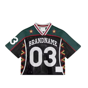 2025 Custom High Quality Sublimation Printing <b>Boxy</b> <b>T</b> <b>Shirts</b> Mesh Oversized American Football Jerseys Breathable Short Plus Size - Product Image 2