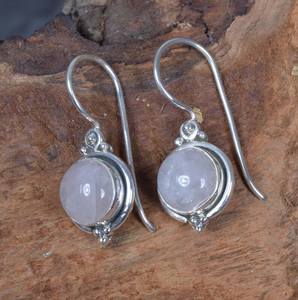 Boucles d'oreilles en argent sterling et quartz rose, bijoux en pierres précieuses faits à la main, pierre de naissance de janvier, cadeau élégant pour femmes - Product Image 2