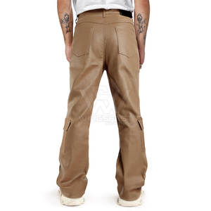 Pantalones de hombre de cuero por encargo precio al por mayor pantalones de cuero de diseño único con logotipo personalizado lavado - Product Image 2