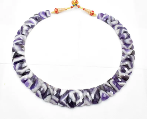 Collar de Gargantilla de amatista Chevron estilo de cuello con cuentas de moda con diseño de piedras preciosas collar de diseño de amatista - Product Image 1
