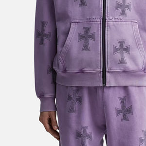 Vêtements d'extérieur de haute qualité pour hommes, survêtement en strass, service OEM, vente directe d'usine, survêtement en strass 100% coton - Product Image 6