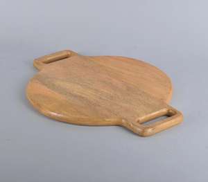 Plateau de service en bois et marbre luxueux, forme de larme, design divisé, plateau à fromage et charcuterie avec poignée découpée, ustensiles de cuisine - Product Image 1