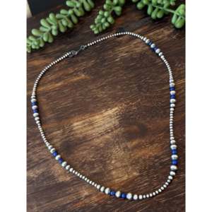 Collar de Perlas de Agua Dulce con Diseño Navajo, Lapislázuli y Plata de Ley, con Colgante en Forma de Número, Cadena de Perlas, Collar Moderno para Regalo - Product Image 4