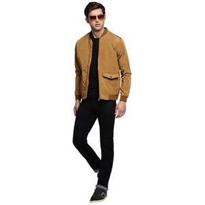 Blouson aviateur coupe-vent à fermeture éclair marron pour hommes Blouson en nylon léger de coupe régulière avec poches plaquées Vêtements pour hommes - Product Image 5