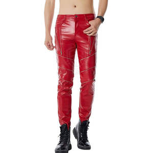 กางเกงหนังสำหรับผู้ชายกางเกงหนังสีทึบสำหรับใส่กลางแจ้งกางเกงลำลองขายร้อน - Product Image 2