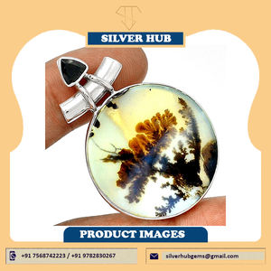 Dernière fabrication à la main en argent massif 925 Sterling Dendrite Agate pendentif lunette réglage incrustation technologie exclusive à vendre - Product Image 6