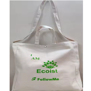 Sac fourre-tout en toile de coton biodégradable imprimé sur mesure Sac d'épicerie pliable écologique avec coutures renforcées - Product Image 1