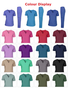 Women's Hospital Medical Nurse <b>Uniform</b> <b>Scrubs</b> Set Woven Fabric V-Neck Top Pants with Pockets <b>Scrub</b> Clothing for Professionals - Product Image 4