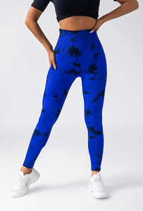 Pantalones de Yoga para levantamiento de glúteos de cintura media de cintura alta de invierno para mujer, mallas fruncidas de entrenamiento sin costuras con tinte de corbata a la venta - Product Image 2