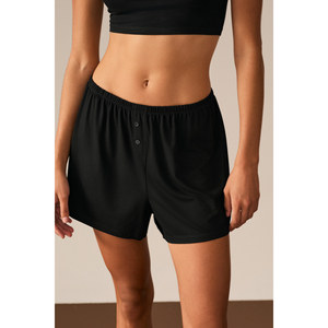 ETHIQUET FEDES Short pour femme en tissu viscose doux et extensible, taille élastiquée, détail bouton décoratif - Product Image 6