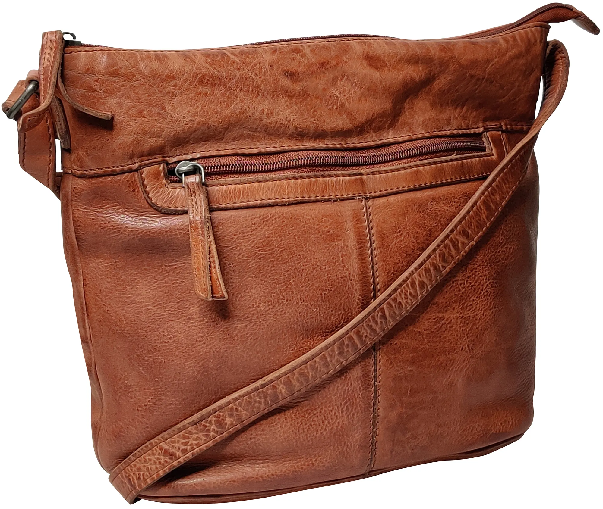 Leather Sling Bag for Women - Washed Leather Crossbody Bag Vintage Travel Shoulder Purse Handbags for Girls, Brick Red