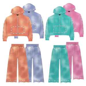 ชุดวอร์มผู้ชายประดับพลอยเทียมหลากสีดีไซน์แตกต่างกันและมีซิปปกตั้งมองเห็นได้ชัด - Product Image 6