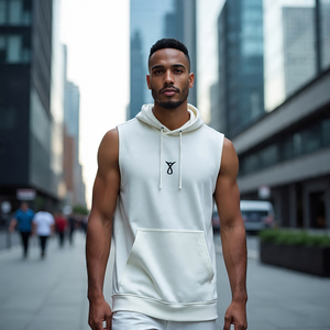 Capuche d'entraînement sans manches vêtements de fitness légers pour hommes haut à capuche hommes musculation vêtements de sport débardeur sans manches - Product Image 3