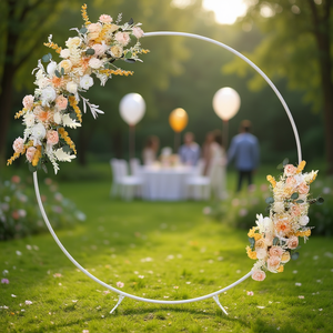 Support à ballons circulaire blanc 2m, décoration de fête pour ballons et fleurs - Product Image 3