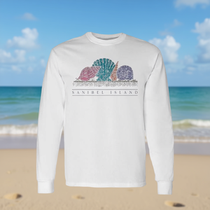 T-shirt da spiaggia a maniche lunghe con grafica conchiglie di Sanibel Island - Prodotto promozionale - Product Image 3