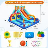 Castillo Inflable 420D 840D de Tela Oxford para Interiores y Exteriores con Soplador Incluido, Juego para Patio Trasero, Actividad para Padres e Hijos