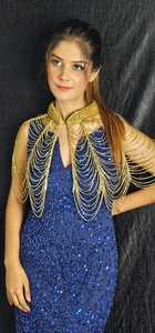 Élégant Burlesque Cape Festival Outfit Perlé Brins Perles Broderie Belle Silhouette Droite Naturel Club Dressing - Product Image 6