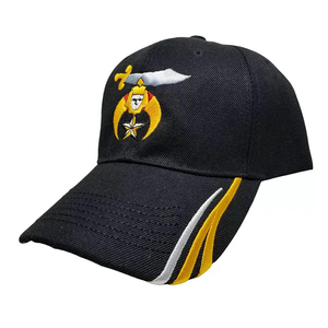 Shriners Mens Hip Hop Custom Embroidery <b>Baseball</b> <b>Cap</b> Sporty Masonic Regalia <b>Black</b> Sphinx Crescent Scimitar Design Dobby Style - Product Image 3