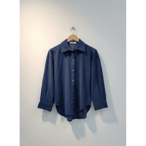 Camisa Casual de Invierno de Pana Suave Azul Prusia - Product Image 2