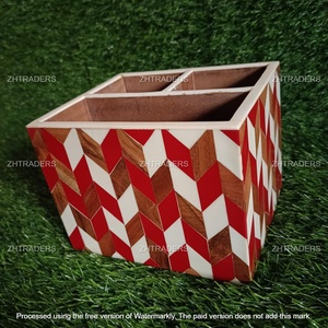 Porte-ustensiles élégant en résine et incrustation de bois nacre Organisateur fait main de qualité supérieure pour table à manger et rangement de cuisine - Product Image 2