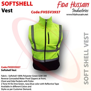 Vente en gros Gilet vert haute visibilité Softshell de meilleure qualité en tissu polyester 100% pour les travailleurs du chantier - Product Image 6