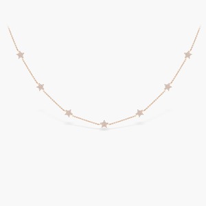 Collar Estrella Diamantada Starlit Diamond Star Station, Diamante Natural de 0.50 Ct, Color G-H, Claridad VS, Oro Sólido de 14K, Estilo Celestial Hecho a Mano - Product Image 1