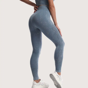Mallas de yoga sin costuras de cintura alta elástica para mujer OEM, ropa activa para gimnasio, Fitness, ropa ajustada de diseñador para mujer - Product Image 2