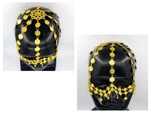 Gorro de cabeza para mujer con borlas de aleación étnica, cadena de pelo de trabajo con monedas chapadas en oro para Dubái, accesorios para el cabello de diseño especial árabe de Oriente Medio - Product Image 4