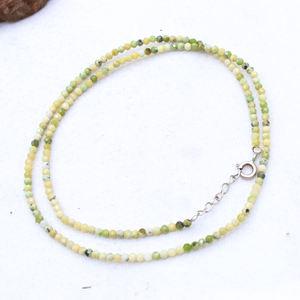 Calcédoine jaune naturelle en argent sterling 925 faite à la main perles rondes à facettes collier de guérison du plexus solaire Chakra - Product Image 4