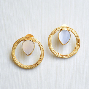 Aretes de Aro de Latón al por Mayor, Joyería de Piedras Preciosas Auténticas Naturales, Diseño Boho Chic Chapado en Oro de Alto Pulido, Listos para Venta B2B Premium - Product Image 5